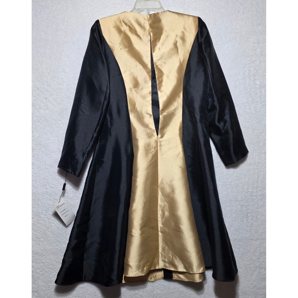 Diana Black Gold Rhinestone Studded Evening Dress Long Sleeve Size 12 NEW - Picture 3 of 14